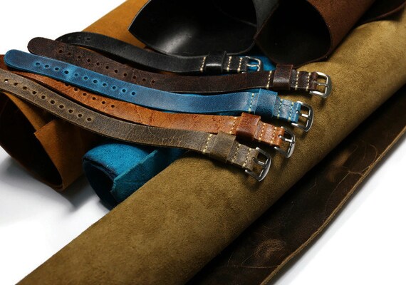 Distressed Leather Watch Strap Brown Handmade Wrist Watch Band