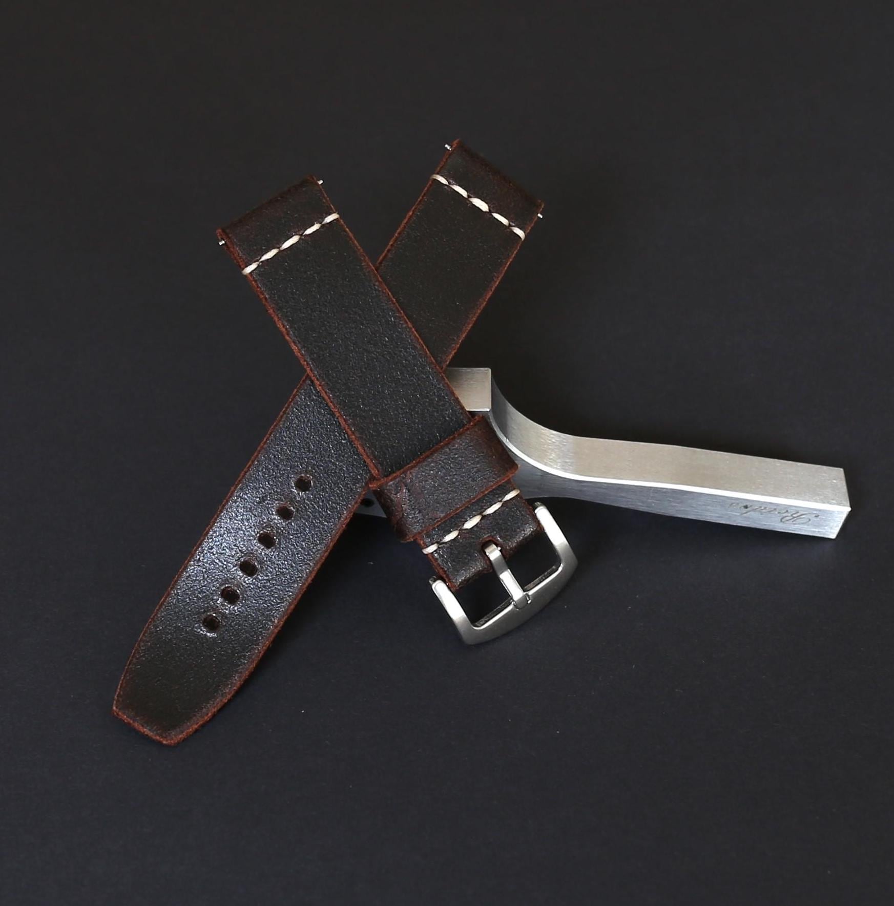 ●tow tow archive● Graphicos Leather Bracelet Dark Brown TB Vintage Brown ROXCS Branded Secret Message Leather Bracelet