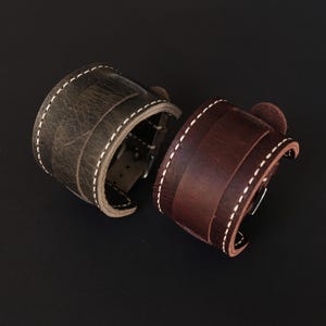 Handmade Leather Bund Watch Strap: Italian Veg Tan, Military Style