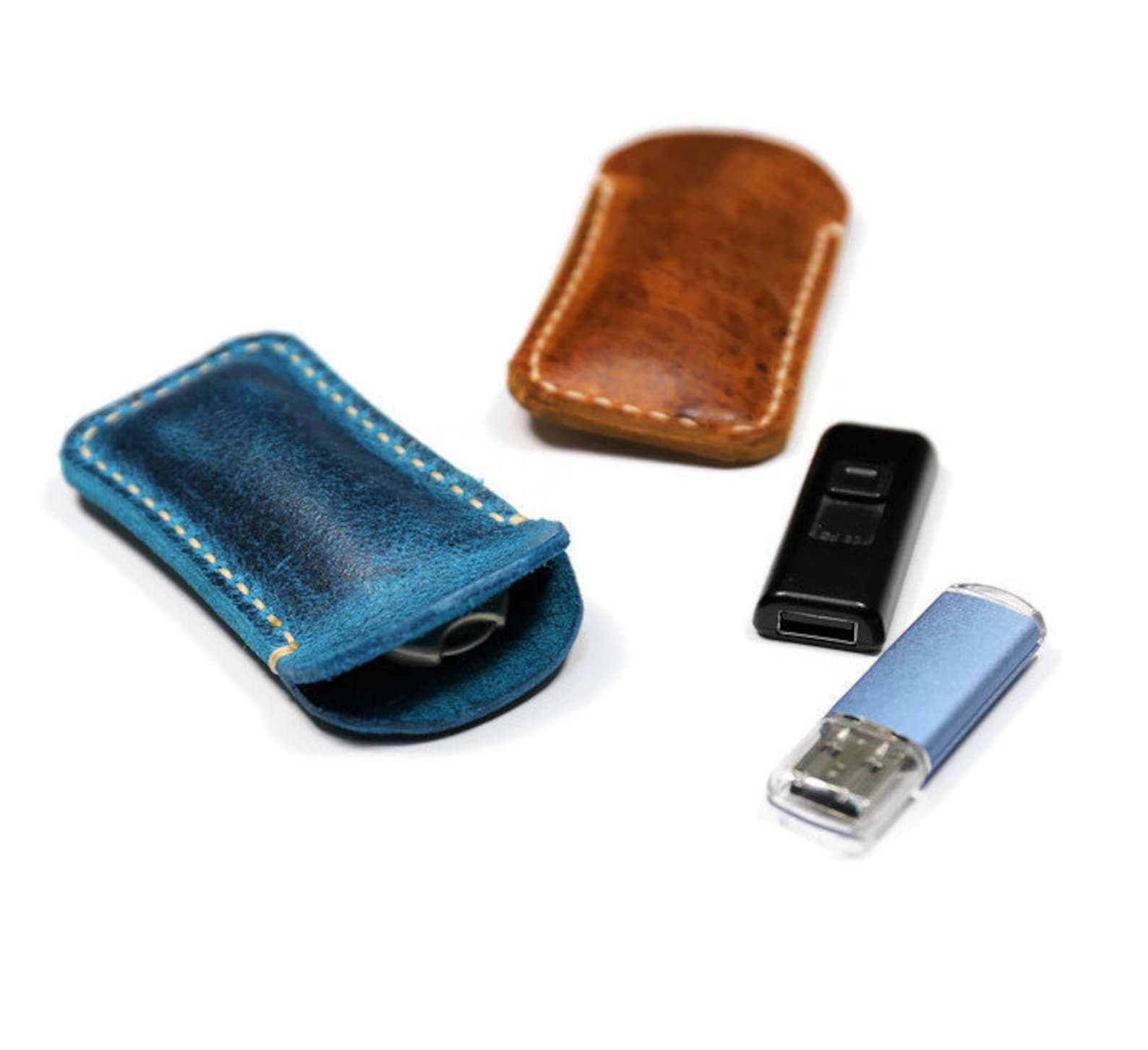 Distressed Leather USB Flash Drive Case Soft Leather Flash Etsy