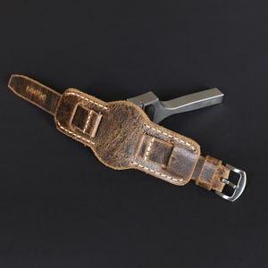Cinturino in pelle per orologio, cinturino Bund, cinturino in pelle anticata per uomo 18mm 20mm 22mm 24mm, cinturino marrone fatto a mano stile aviatore militare