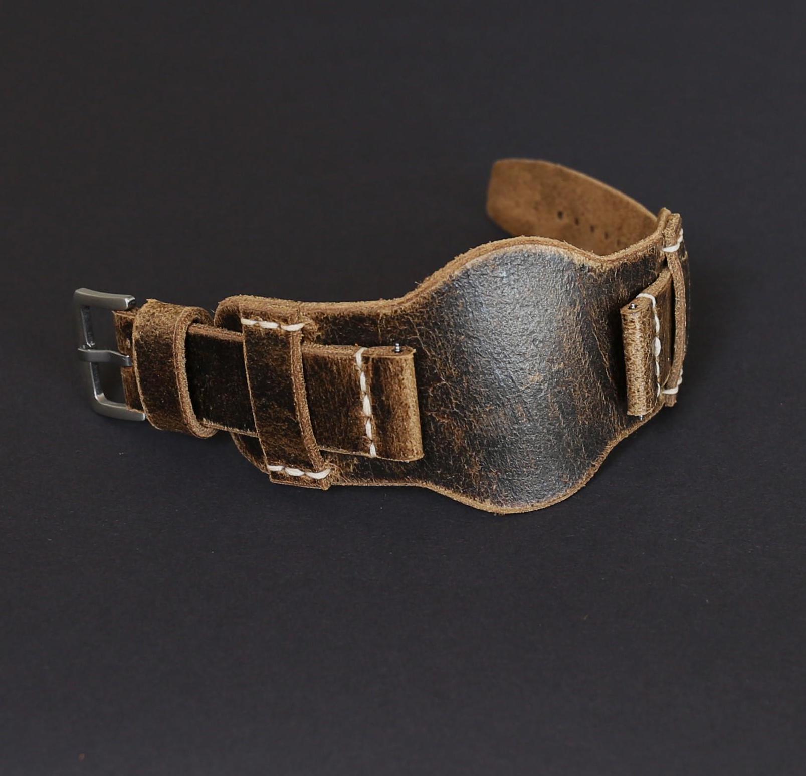 Uhrenarmband Antik-Leder im Aviator Stil