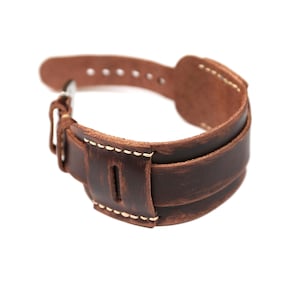Handmade Distressed Leather Cuff Bracelet: Wide Dark Brown Wristband