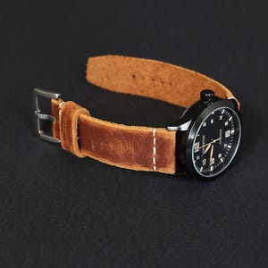 Brown Distressed Leather Watch Band – Handmade Two-Piece Strap Vintage style 18mm, 20mm, 22mm, 24mm, 26mm Full Grain Leather