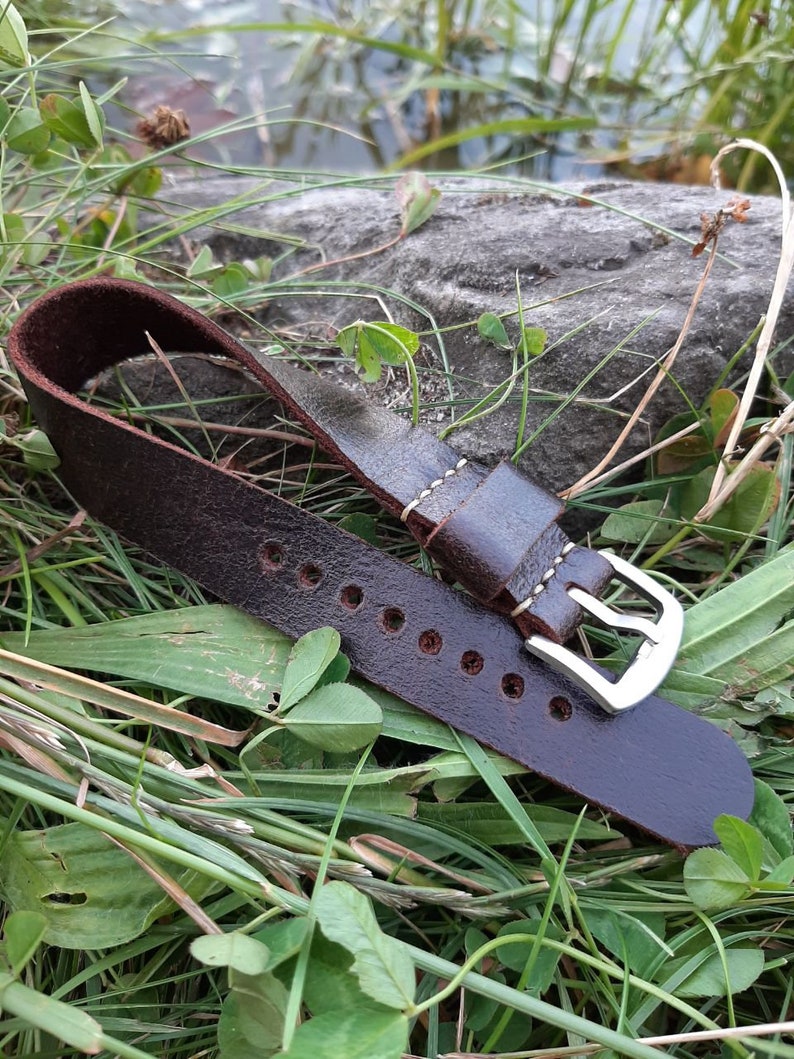 Dark Brown Leather Watch Band Distress Watch Strap 18mm 20mm Etsy