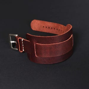 Leather cuff watch band 18mm 20mm 22mm 24mm, Handmade Steampunk watch strap Bund band, Brown leather watch strap men