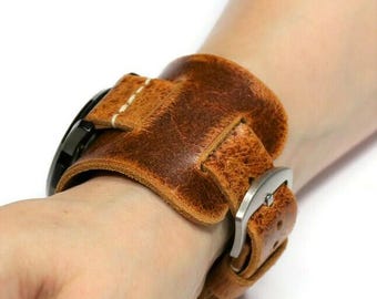 Handgefertigtes Uhrenarmband aus braunem Leder