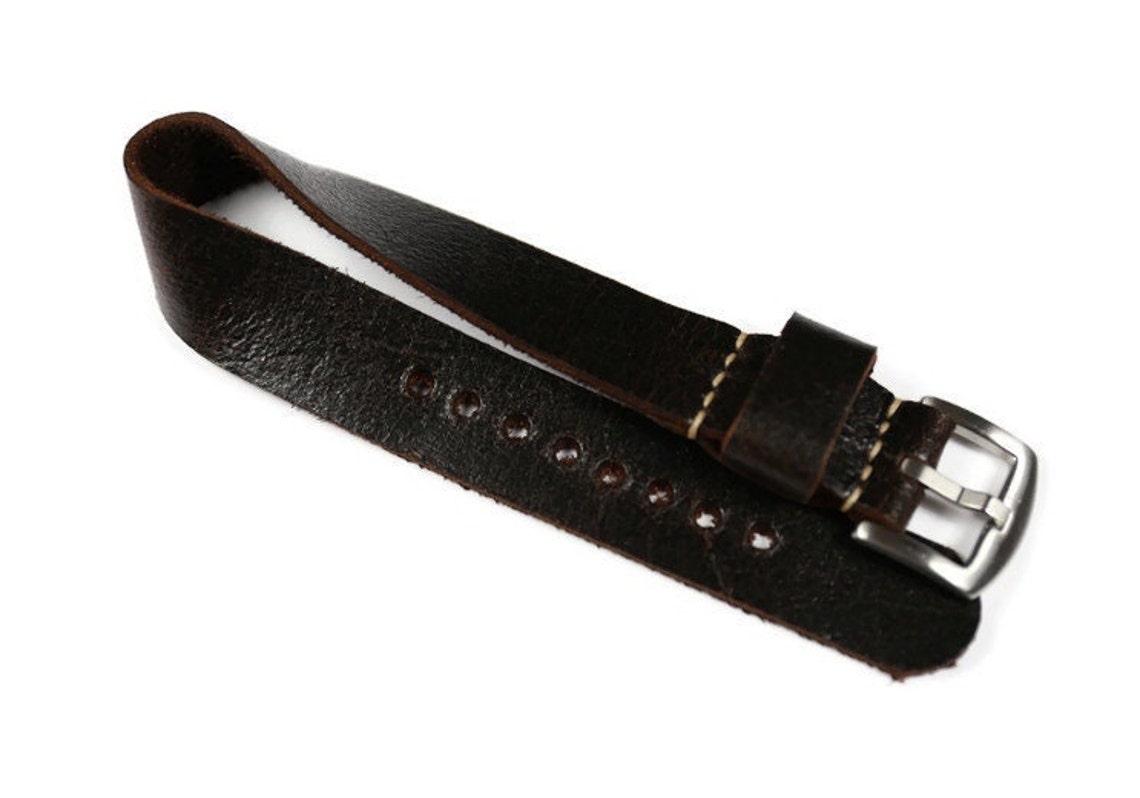 Dark Brown Leather Watch Band Distress Watch Strap 18mm 20mm Etsy
