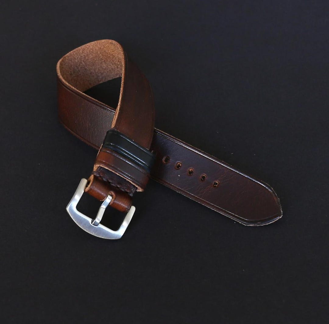 Dark Brown Onepiece Leather Watch Strap 18mm 20mm 22mm 24mm