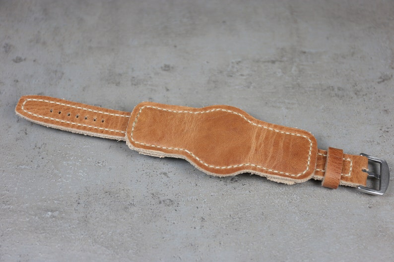 Leather Cuff Watch Strap Full Grain Thick Leather Watch Band Etsy
