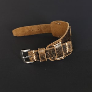 Brown leather watch band, 18mm 20mm 22mm 24mm 26mm Bund strap, Handmade cuff watch strap men