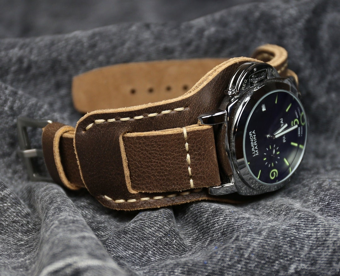 Leather Cuff Watch Strap High Quality Horween Chromexcel Etsy