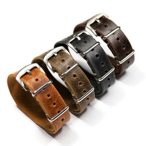 Handmade watch strap for men, women Distressed leather soft watch band 18mm 20mm 22mm 24mm Single pass straps Brown, Dark brown, Red, Black