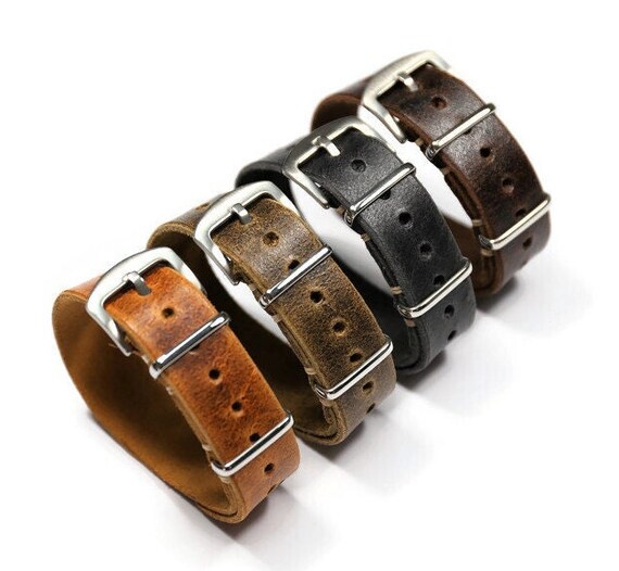  Leather Watch Strap/Distressed Handmade Single Pass