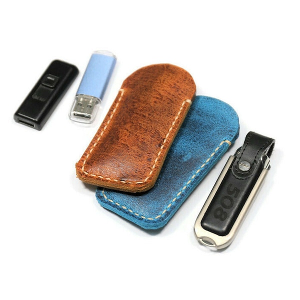 Distressed Leder USB-Flash-Drive-Hülle, weicher Leder-Flash-Drive-Halter, handgefertigte Spezialanfertigung