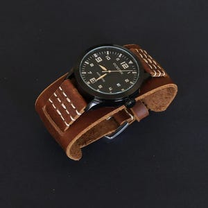 Handmade Crazy Horse Leather Cuff Watch Strap: Vintage Bund Band