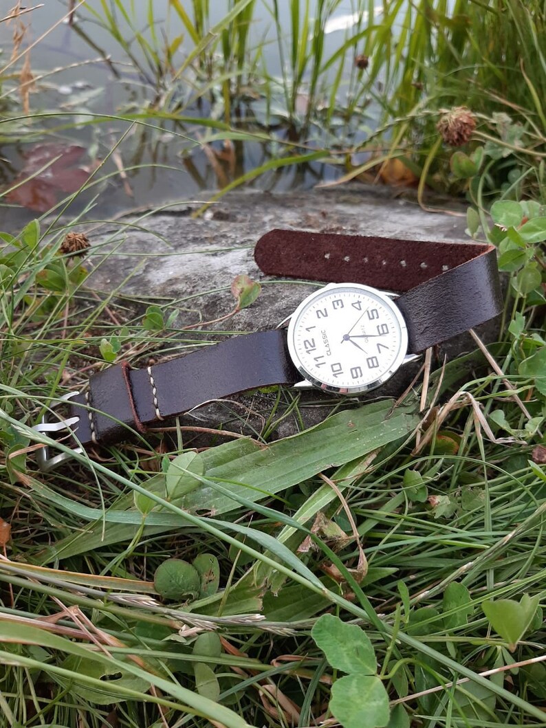 Dark Brown Leather Watch Band Distress Watch Strap 18mm 20mm Etsy