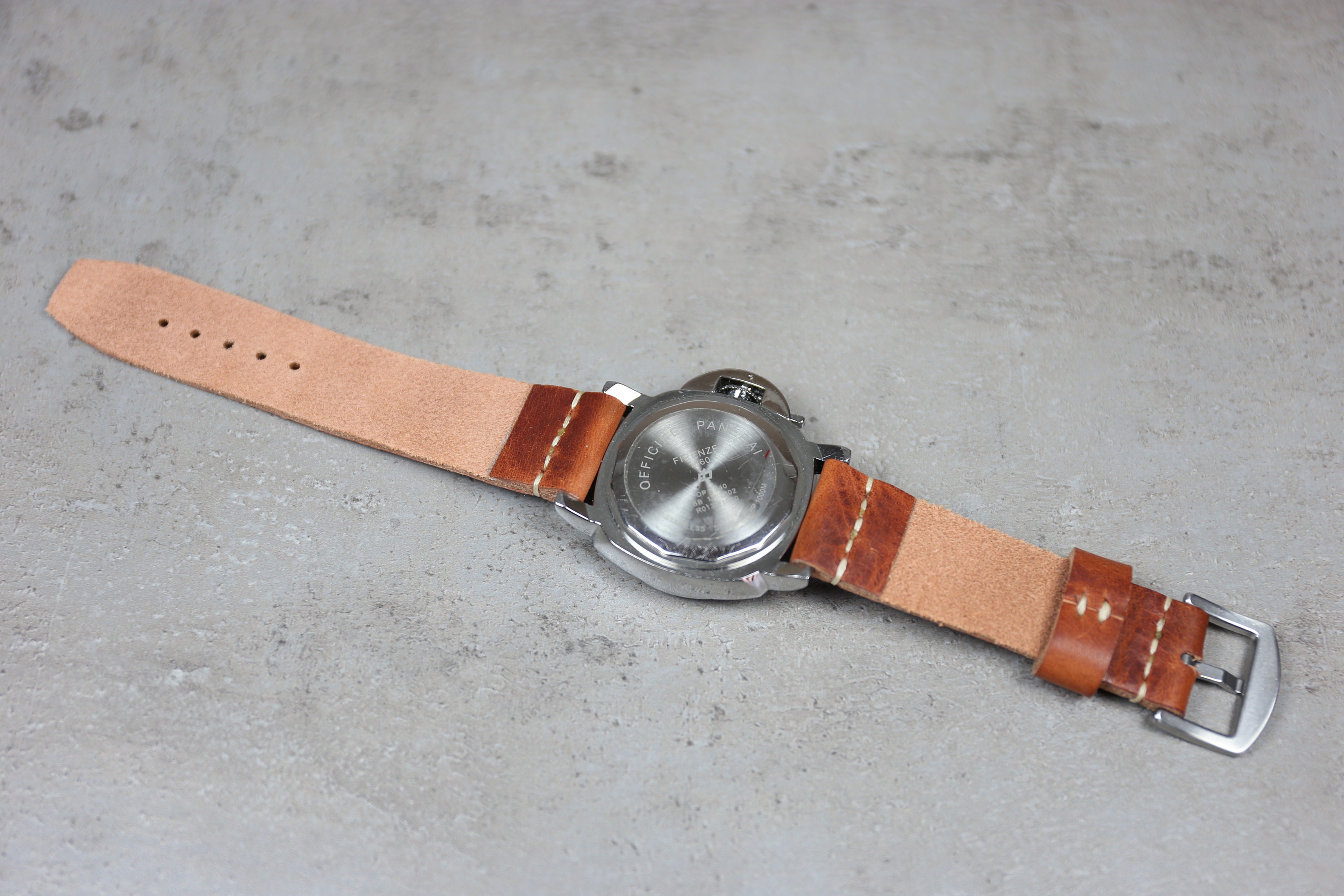 ヨア Horween Leather Watch Band Brown, Veg Tanned Leather Wrist