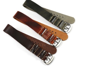 Veg Tan Leather Watch Strap: Handmade Italian Leather, 18mm-24mm