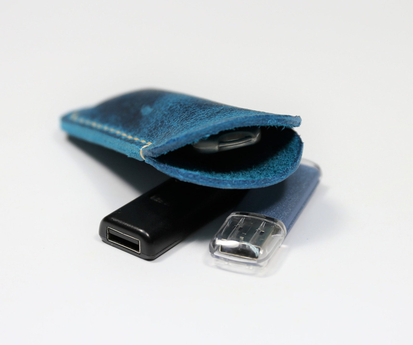 Distressed leather USB flash drive case Soft leather flash Etsy