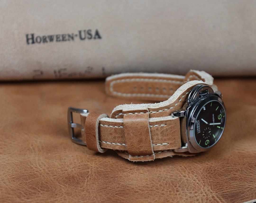 Horween Derby Leather Watch Strap Thick Bund Band Handmade Etsy