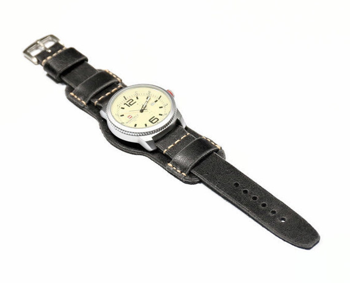 Leather Cuff Watch Strap Men 18mm 20mm 22mm 24mm Bund Band Etsy