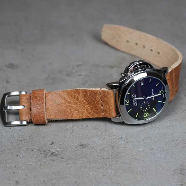 Horween Derby lederen horlogeband natuurlijk bruin 18mm 20mm 22mm 24mm zacht soepel leer polshorloge band aangepaste handgemaakte