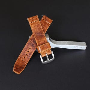 Brown leather watch band, 18mm 20mm 22mm 24mm, Distressed watch strap, Two-piece watch strap Soft and Supple, Handmade Anniversary Gift