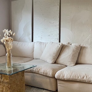 LARGE 3 PIECE BUNDLE plaster art | canvas plaster art | large | canvas art | home decor | midcentury modern | plaster art | wall art | gift
