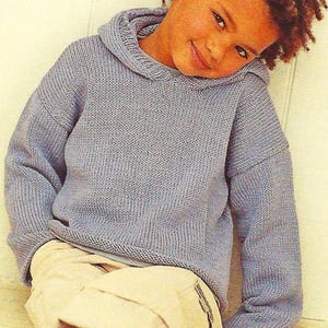 Easy Knit Boys Girls Plain Hooded Sweater Hoody Striped Roll Neck Jumper PDF Knitting Pattern baby Toddler DK 8ply 18 - 30&quot; 3mths - 10 yrs