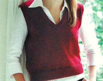 Easy Knit Ladies Tanktop Womens Vest Top Slipover Beginners Sleeveless Sweater PDF Knitting Pattern Aran 10ply Worsted 32 - 38" Downloadable