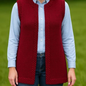 Quick & Easy Knit Ladies Super Chunky Waistcoat PDF Knitting Pattern Womens Long Bulky Vest Sleeveless Jacket Gilet 32 - 42&quot; Download