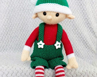 Santa's Helper Evan the Christmas Elf Toy Ornament Decoration PDF Knitting Pattern DK 8 ply Height 46cm Download Posable LH021