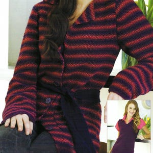 Ladies V Neck Slipover Vest Waistcoat & Striped Moss Stitch Jacket Womens Cardigan PDF Knitting Pattern DK 8ply 32 - 42" Vintage Download