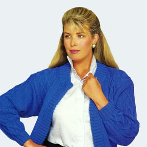 Ladies Cable Cardigan Womens Round Neck Smart Knit Jacket PDF Knitting Pattern DK 8ply 34 - 46&quot; Plus Sizes Vintage Downloadable