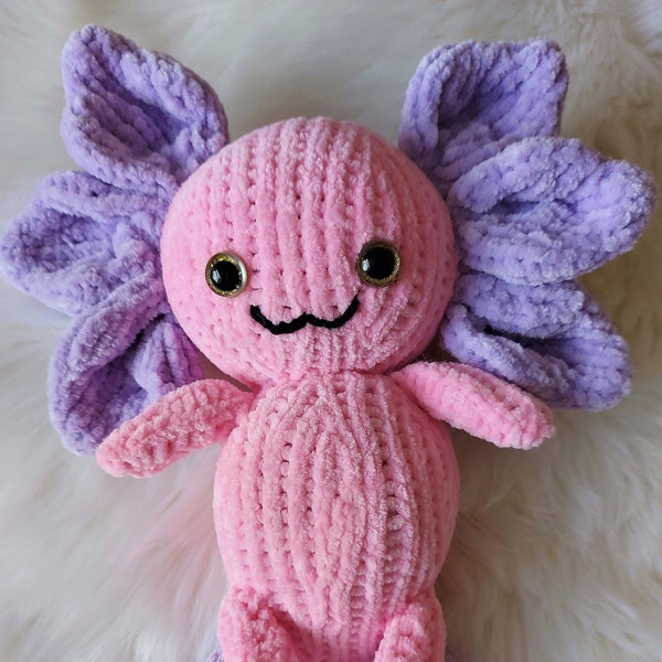 Knitting Pattern PDF Cute Axolotl Soft Toy Plush Quick Easy Knit Flutterby Chunky ( Bulky ) 34 cm Baby Boy Girls LH014