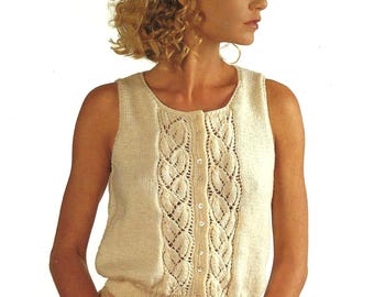Lacy Knit Vest Pattern: Women's V-neck Top (DK) (instant Download