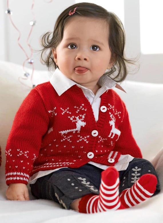 Festive Reindeer Cardigan Baby Boys Girls Christmas Jacket