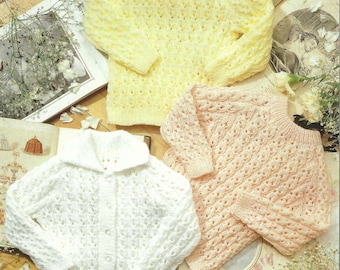 Baby Toddler Boys Girls Textured Raglan Jacket Cardigan with Collar Sweater & Jumper PDF Knitting Pattern DK 8ply 16 - 24" 0 - 4 yrs Vintage