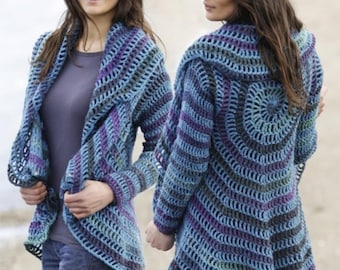 Ladies Spider Web Crochet Jacket Pattern PDF Beach Coverup Light Lacy Circular Granny Stitch Cardigan Aran 10ply Worsted  S - XXXL Download