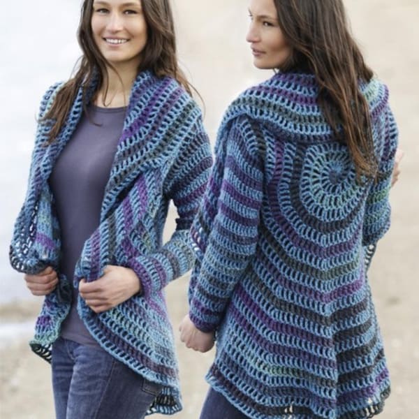 Ladies Spider Web Crochet Jacket Pattern PDF Beach Coverup Light Lacy Circular Granny Stitch Cardigan Aran 10ply Worsted  S - XXXL Download