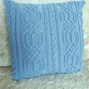 Celtic Cable Cushion Cover PDF Knitting Pattern Viking Inspired Pillow Home Decor Aran 10ply Worsted 16 x 16&quot; 40 x 40cm Instant Download