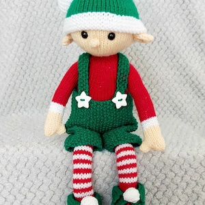 Santa's Helper Evan the Christmas Elf Toy Ornament Decoration PDF Knitting Pattern DK 8 ply Height 46cm Download Posable LH021 image 3