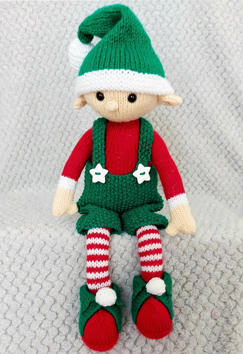 Santa's Helper Evan the Christmas Elf Toy Ornament Decoration PDF Knitting Pattern DK 8 ply Height 46cm Download Posable LH021 image 3