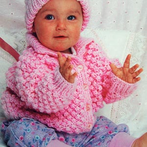 Baby Boys Girls Trinity St Jacket Easy Knit Cardigan & Hat Set PDF Knitting Pattern Chunky Bulky 12 ply 18 - 22" Toddler 3m  - 2 yrs Vintage