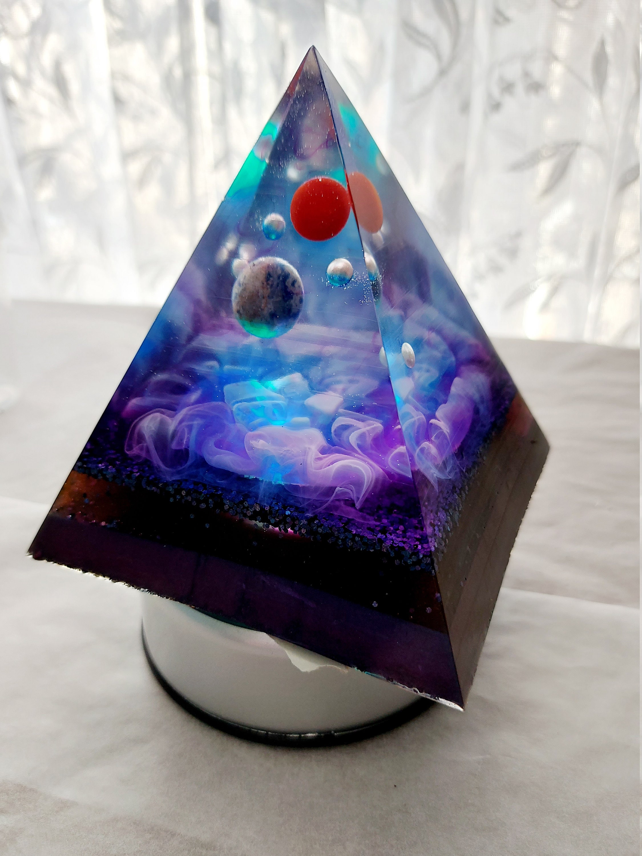 Handmade Light Up Resin Galaxy Pyramid Crystal Space Etsy