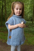 Easy Knit Super Chunky Child's Poncho Slipover Sweater PDF Knitting Pattern Girls Teens Age 1 - 15 Button Side Tabard Beginners Downloadable