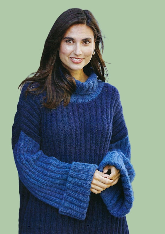 Womens Easy Knit Oversized Sweater Knitting Pattern PDF Ladies