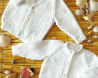 Easy Knit Baby Toddler Cardigan V or Round Neck Boys Girls Jacket PDF Knitting Pattern DK 8ply 16 - 24" 0 - 4 years Vintage Downloadable