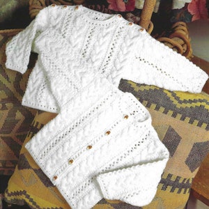 Baby Girls Lace & Cable Sweater Jumper Cardigan PDF Knitting Pattern 4 ply Fingering 16 - 26&quot; 0 - 7 yrs Childs Lacy Summer Jacket Download
